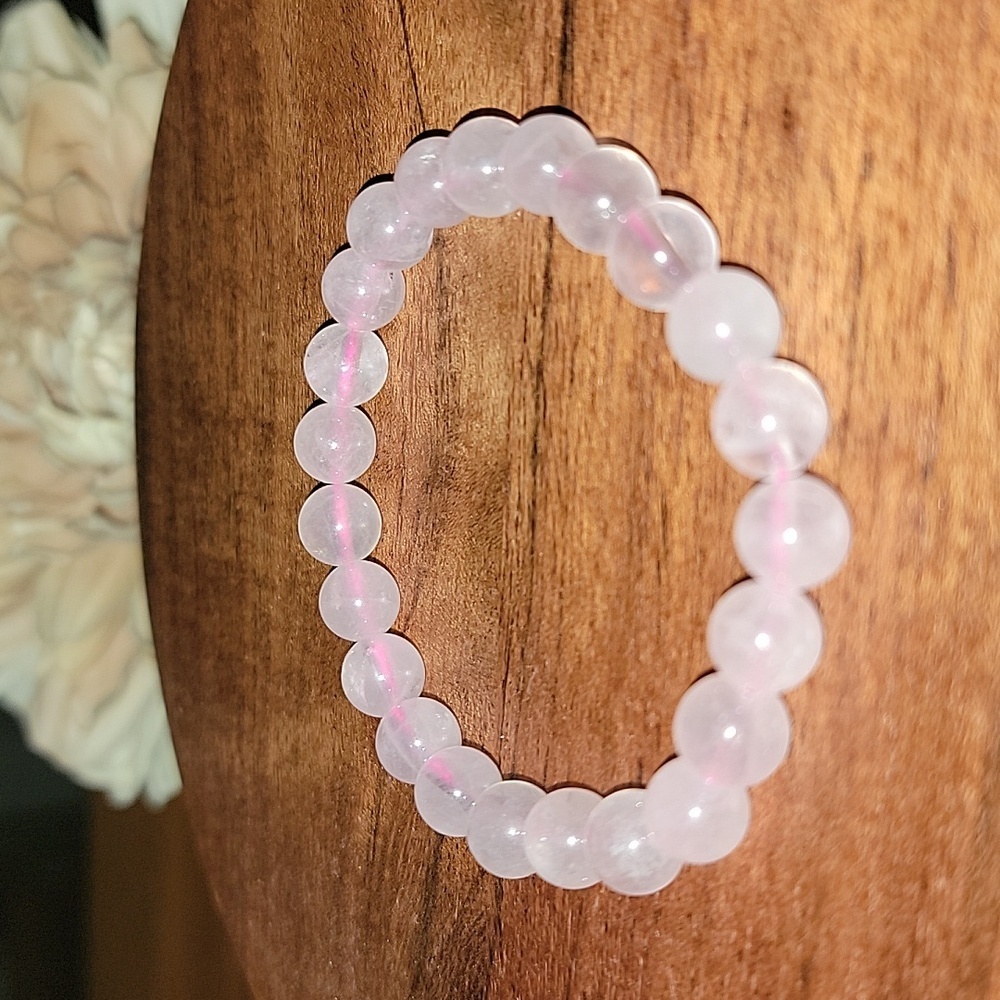 🎁 Hand Crafted Rose Quartz Natural Gemstone Stretch Bracelet New Gift Bohemian - Picture 2 of 3